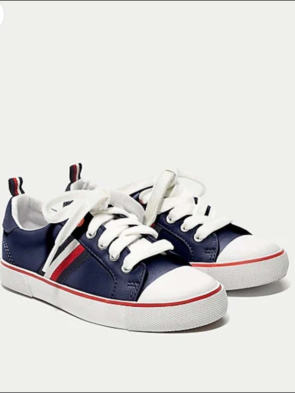 Tommy Hilfiger Kids Navy Low-Top Sneakers with Red Accent